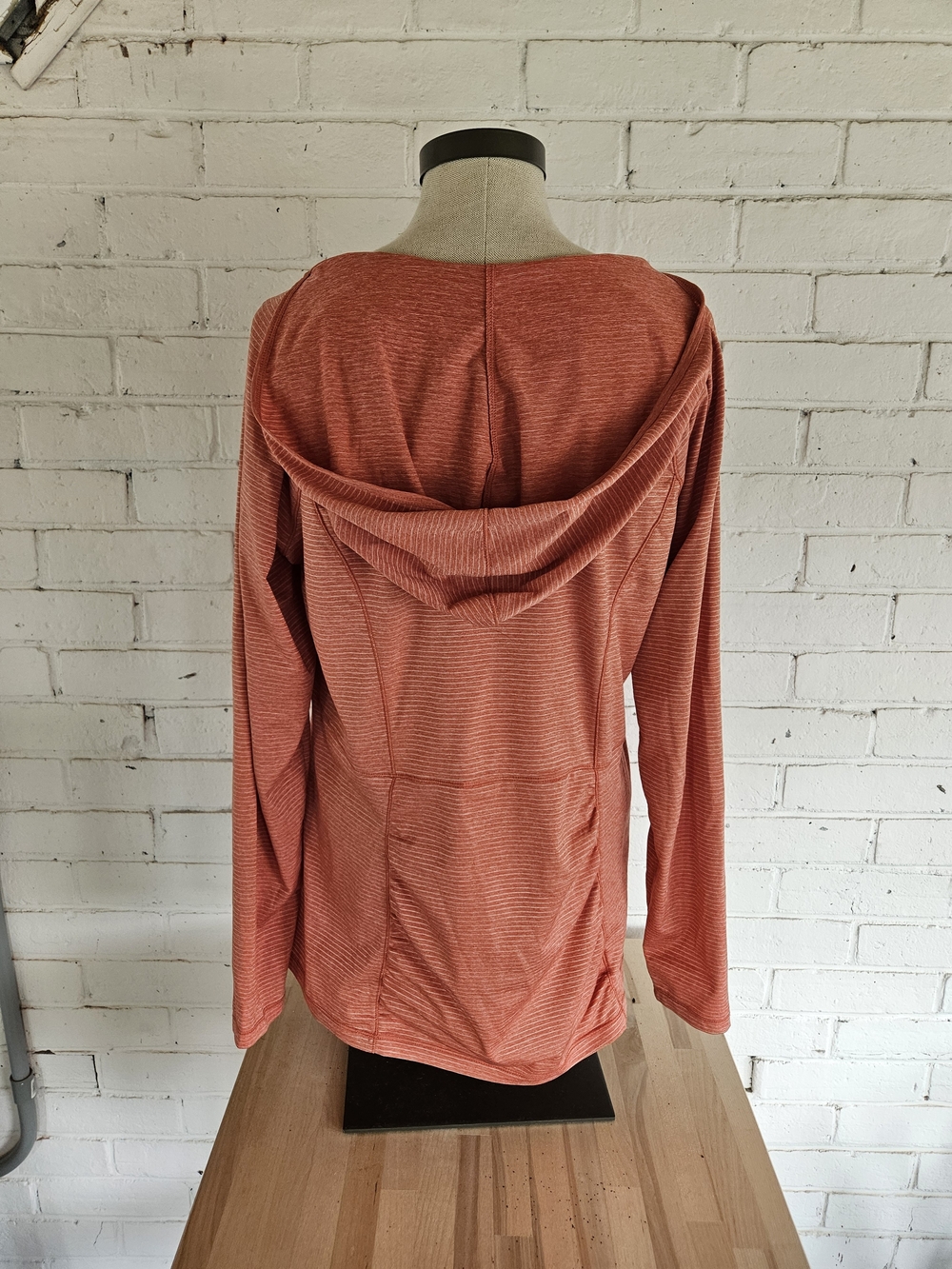 Eddie Bauer Burnt Orange Striped Lightweight Sun Hoodie